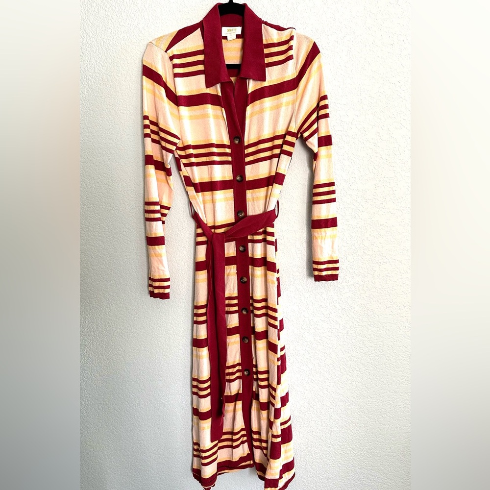 Maeve for Anthropologie striped sweater maxi shirtdress.